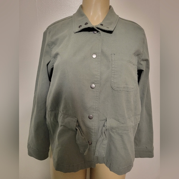 LC Lauren Conrad Green Large  Military Utility Jacket Camo Hunting Farm - Picture 2 of 5